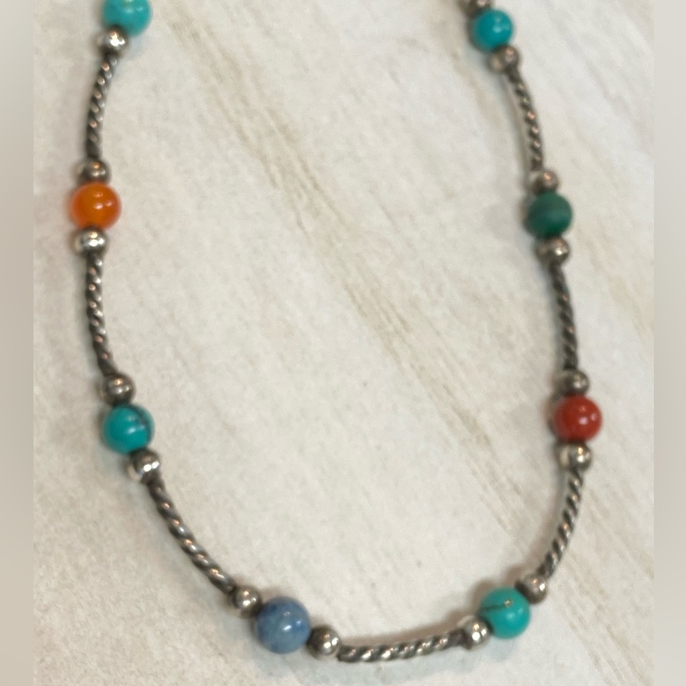 Carolyn Pollack Relios Sterling 16” Necklace Malachite Turquoise Lapis Amber